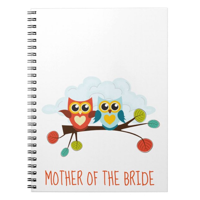 Cuaderno Cute OWLS Tema Boda Naranja Azul (Frente)