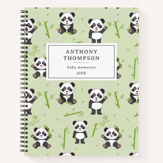 Cuaderno Cute Panda Bear Bamboo Kawaii Animals Pattern (Anverso)