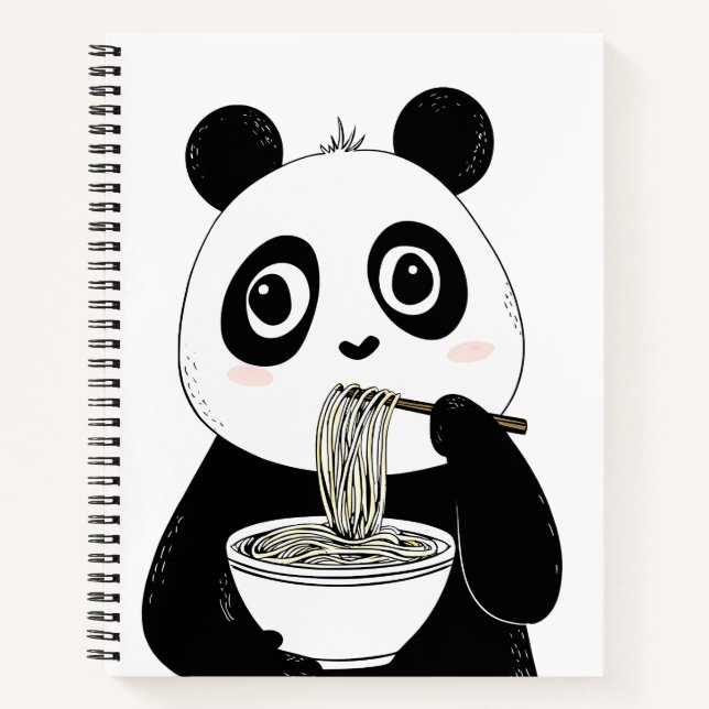 Cuaderno Cute Panda Comiendo Fideos Udon (Anverso)