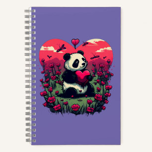 Cuaderno Cute Panda Holding Heart - Regalo El día de San Va