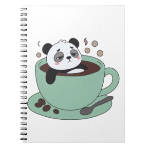Cuaderno Cute Panda In Coffee Cup Coffee Lover Gift