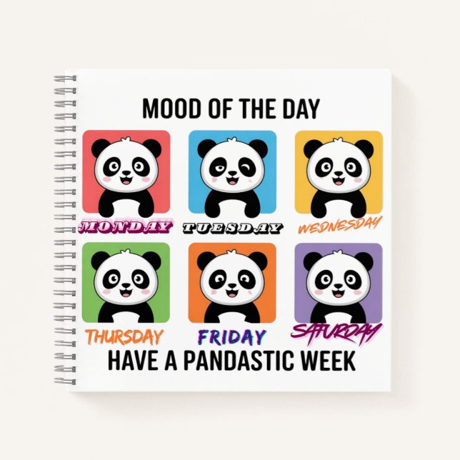 Cuaderno Cute Panda Mood of the Day Notebook – Kawaii Weekl (Anverso)
