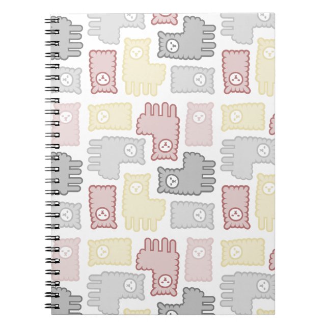 Cuaderno Cute Pastel Llama Puzzle Pattern (Frente)