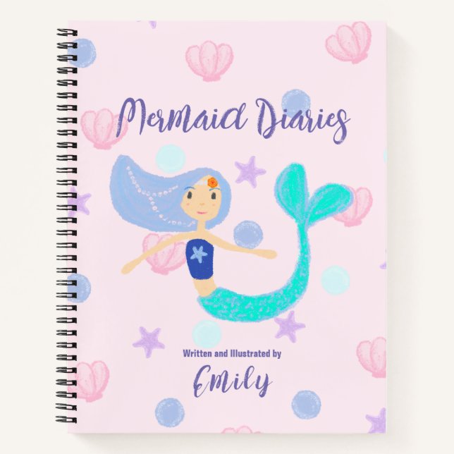 Cuaderno Cute Pastel Periwinkle Sirena Princesa  (Anverso)