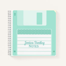 Cuaderno Cute Pastel Personalizado de disquete Verde azulad