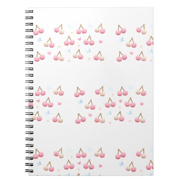 Cuaderno Cute Pastel Pink Cherry Pattern Notebook (Frente)