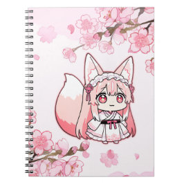 Cuaderno Cute Pastel Pink Chibi FoxGirl 