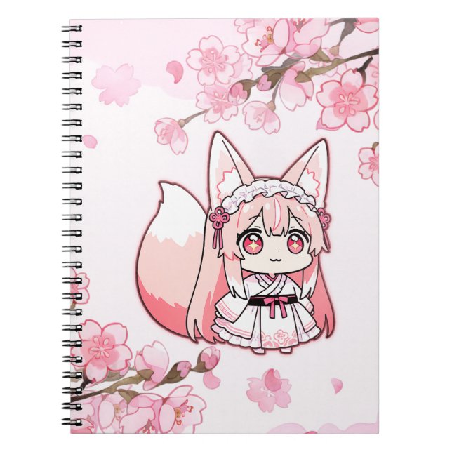 Cuaderno Cute Pastel Rosa Chibi FoxGirl  (Frente)