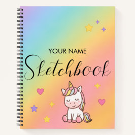 Cuaderno Cute Pastel Unicorn Rainbow Personalized