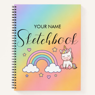 Cuaderno Cute Pastel Unicornio Arcoíris Nombre Personalizad
