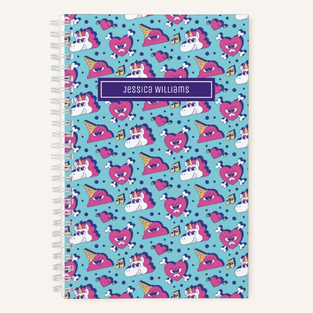 Cuaderno Cute Patrón de Corazón de Unicornio Anti San Valen (Anverso)