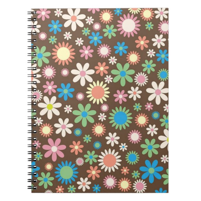 Cuaderno Cute Patrón de Poder de Flor Marrón (Frente)