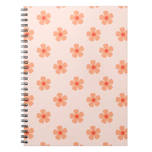 Cuaderno Cute Peach Flower Pattern Minimal Floral Aesthetic (Frente)
