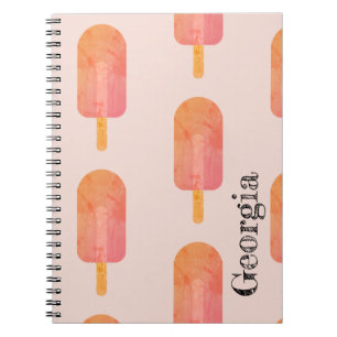Cuaderno Cute Peachy Naranja Popsicle Custom Name Notebook