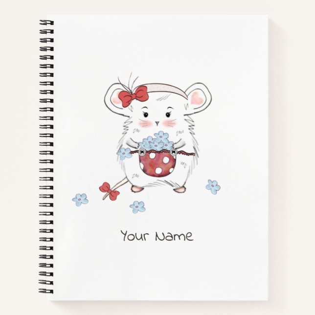 Cuaderno Cute Pequeño Hamster Floral Bloc de notas (Anverso)