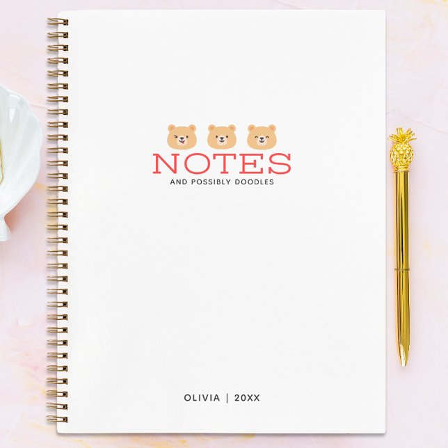 Cuaderno Cute Personalizado Kawaii Bear Notes Doodles (Subido por el creador)