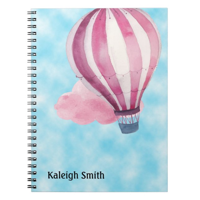 Cuaderno Cute Personalized Red White Hot Air Balloon (Frente)