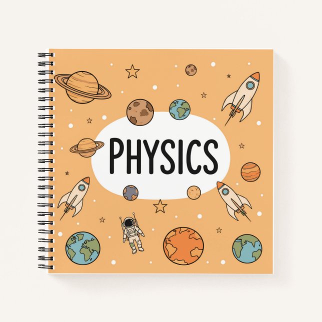 Cuaderno Cute Physics Science Space Rocket Planets Personal (Anverso)