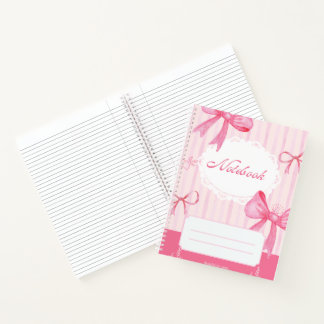 Cuaderno Cute Pink Bow Spiral Notebook | Coquette School