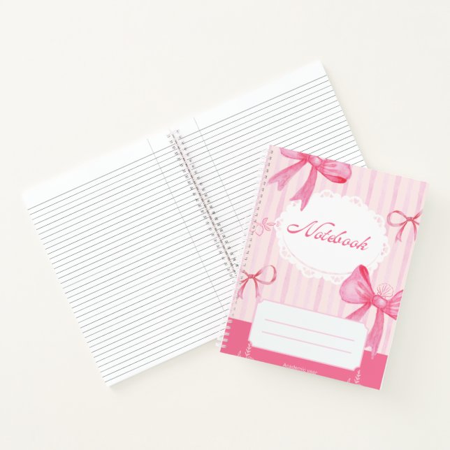 Cuaderno Cute Pink Bow Spiral Notebook | Coquette School  (Interior)