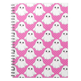Cuaderno Cute Pink Ghost Pattern Kawaii Halloween Spiral 