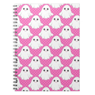 Cuaderno Cute Pink Ghost Pattern Kawaii Halloween Spiral 