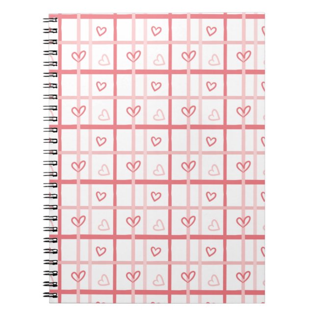 Cuaderno Cute Pink Heart Grid Pattern (Frente)