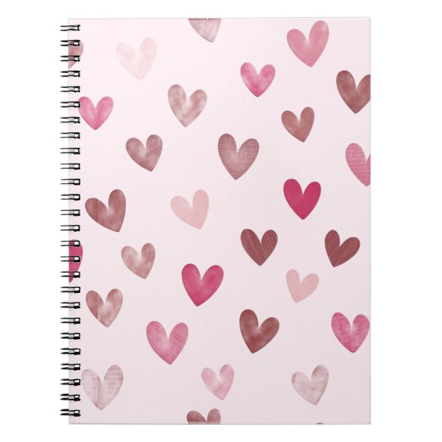 Cuaderno Cute Pink Heart Pattern – Romantic &Stylish Design (Frente)