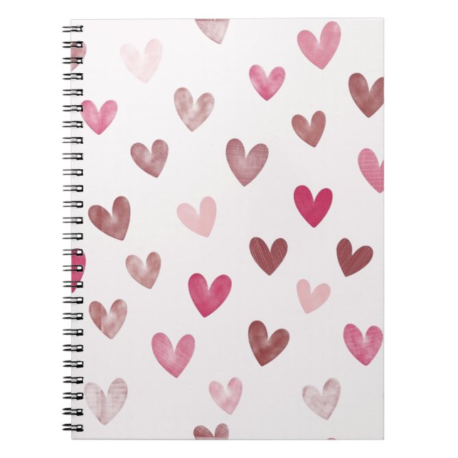 Cuaderno Cute Pink Heart Pattern – Romantic &Stylish Design (Frente)