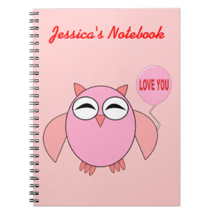 Cuaderno Cute Pink Love You Owl Personalizable Notebook