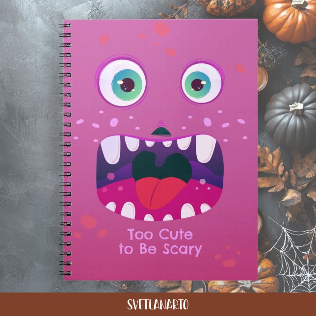Cuaderno Cute Pink Monster Face Spiral Notebook (Frontal view)