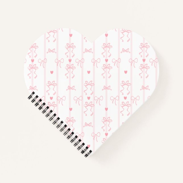 Cuaderno Cute Pink Ribbon & Bow Pattern (Anverso)