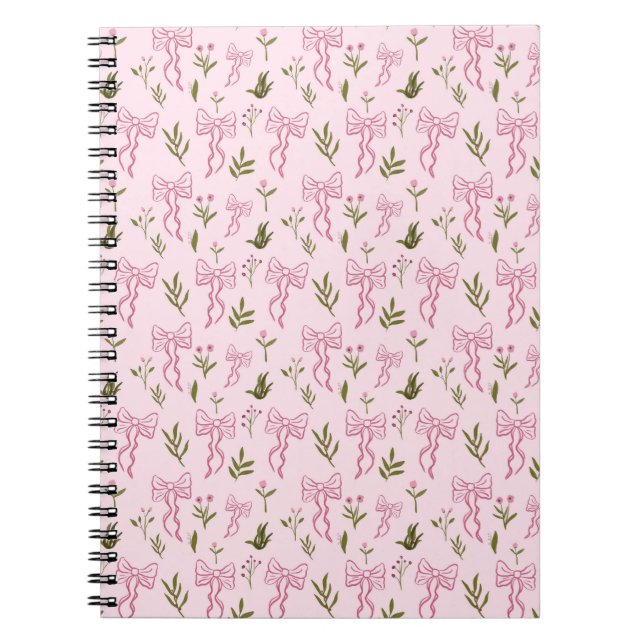 Cuaderno Cute Pink Ribbon Floral Seamless Pattern (Frente)