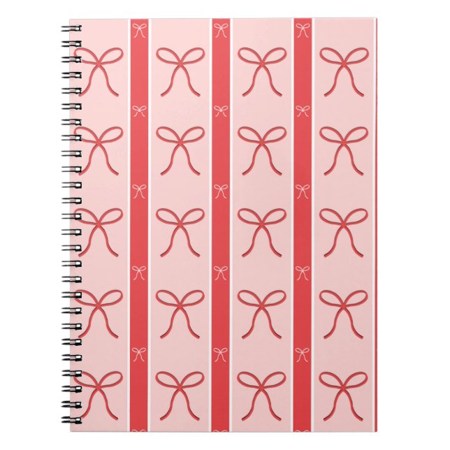 Cuaderno Cute Pink Ribbon Striped Pattern (Frente)