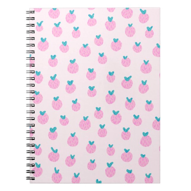 Cuaderno Cute Pink Strawberry Pattern – Kawaii Girly (Frente)