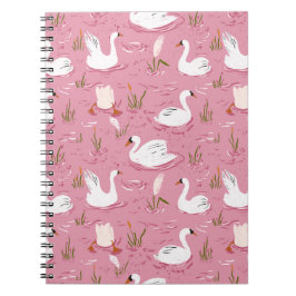 Cuaderno Cute Pink Swan Seamless Pattern