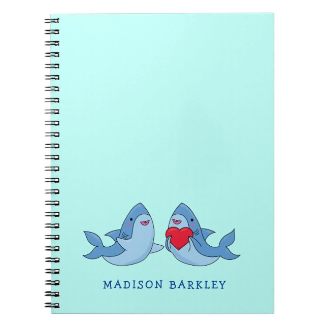Cuaderno Cute portátil Kawaii para tiburones (Frente)
