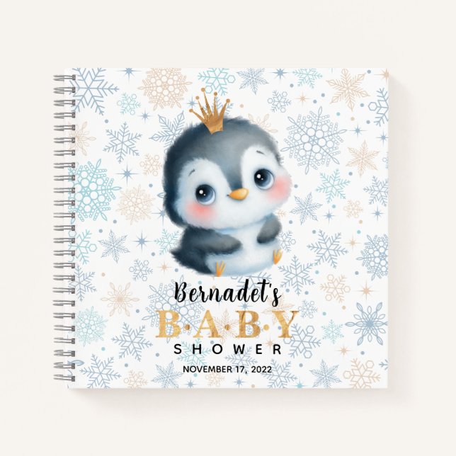 Cuaderno Cute Princess Penguin Baby Shower Guest Book (Anverso)