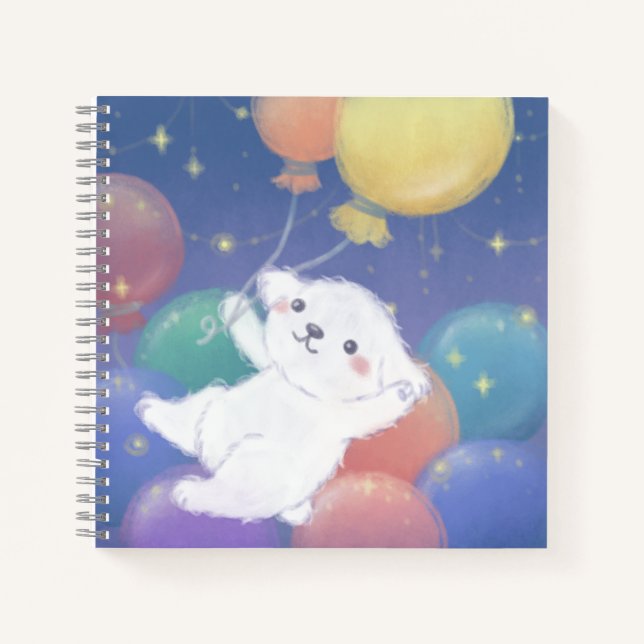 Cuaderno Cute Puppy with Balloons & Stars (Anverso)