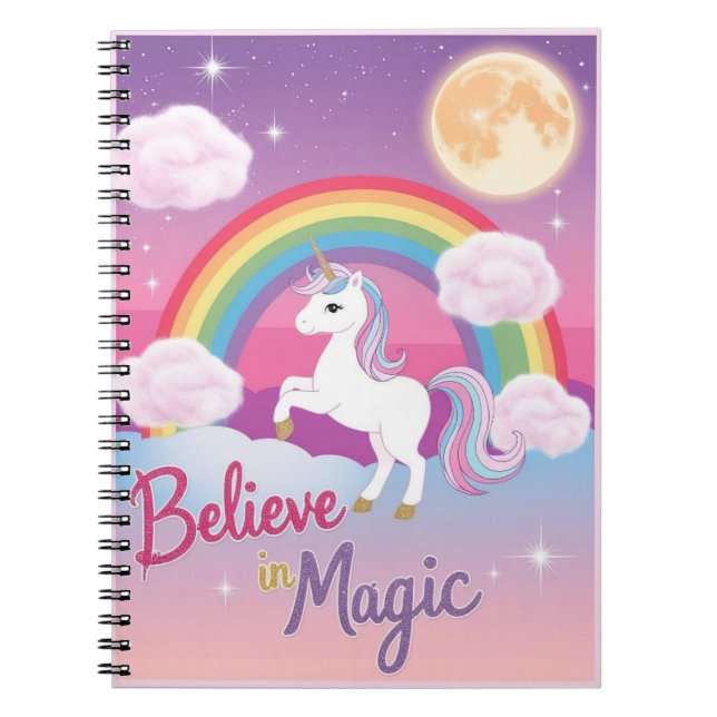 Cuaderno Cute Purple Unicorn in a Starry Sky (Frente)