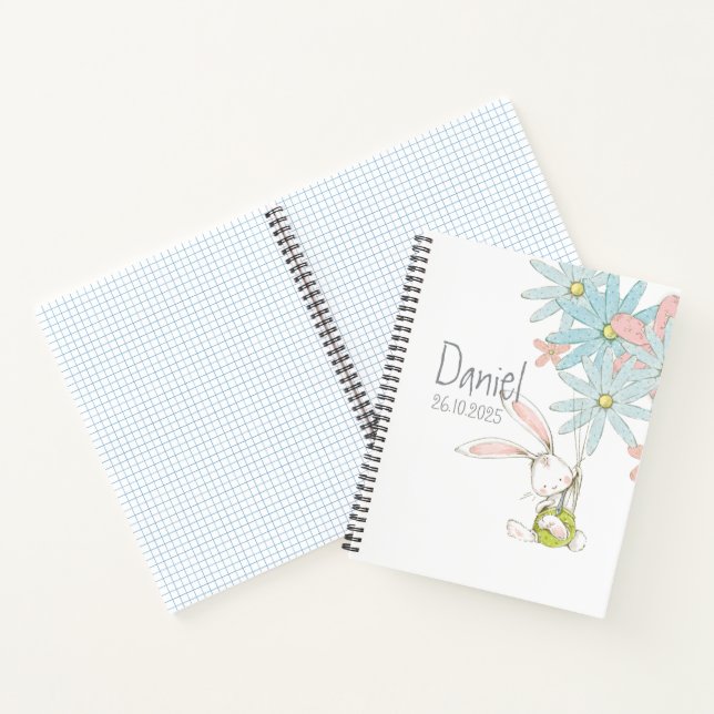 Cuaderno Cute rabbits with flowers notebook (Interior)
