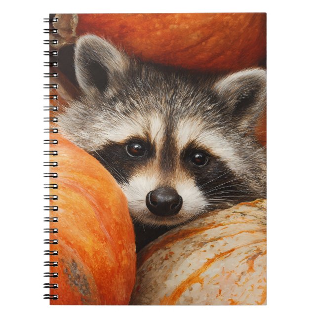 Cuaderno Cute Raccoon Hidden Pumpkin Patch Art (Frente)