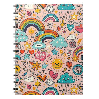 Cuaderno Cute Rainbow Doodle Pattern