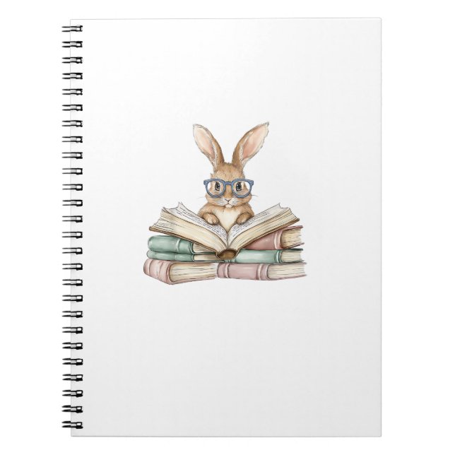 Cuaderno Cute Reading Bunny Glasses Books Bookworm Reader T (Frente)