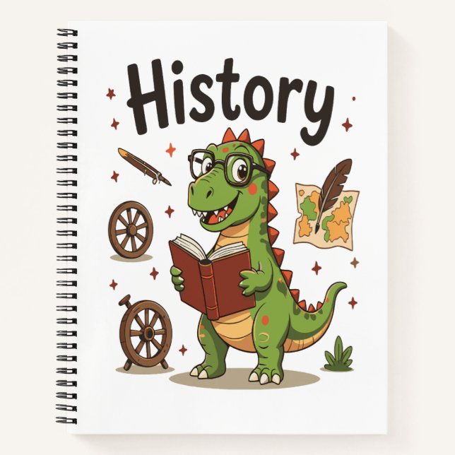 Cuaderno Cute Reading Dinosaur History Buff Notebook  (Anverso)