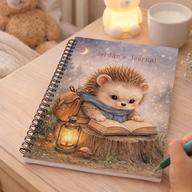 Cuaderno Cute Reading Hedgehog Personalized Kids Journal (Subido por el creador)