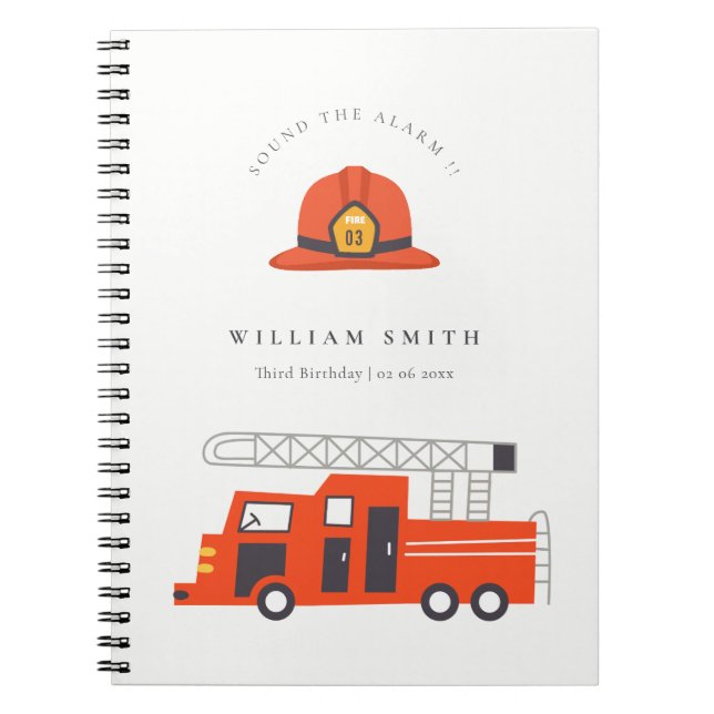 Cuaderno Cute Red Firetruck Niños De Cualquier Edad Libro D (Frente)