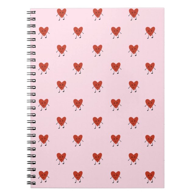 Cuaderno Cute Red Hearts Seamless Love Pattern on Pink (Frente)