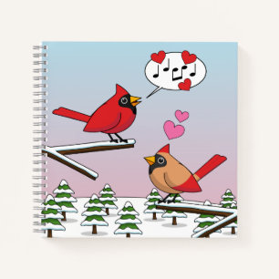 Cuaderno Cute Red Northern Cardinals aman el paisaje invern