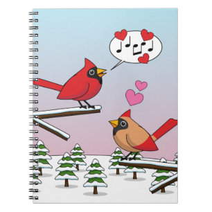 Cuaderno Cute Red Northern Cardinals aman el paisaje invern